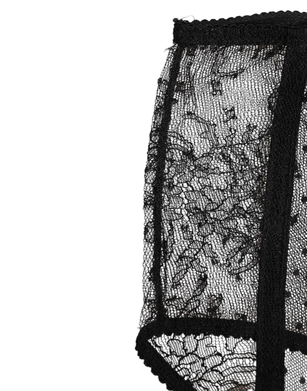 Culotte haute en dentelle noire à pois transparente de Dolce & Gabbana, lingerie élégante et sophistiquée.