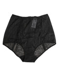 Sous-vêtements gainants noirs à taille haute en maille transparente Dolce & Gabbana, vêtement sculptant et élégant.