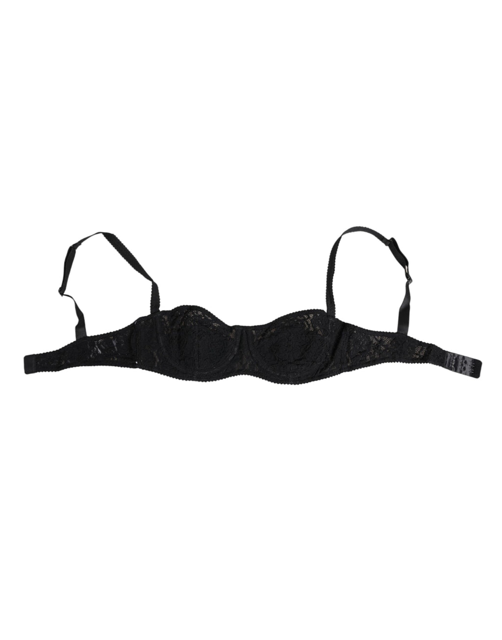 Soutien-gorge en dentelle noire Dolce & Gabbana avec bonnets à armatures, détails élégants et finition raffinée.