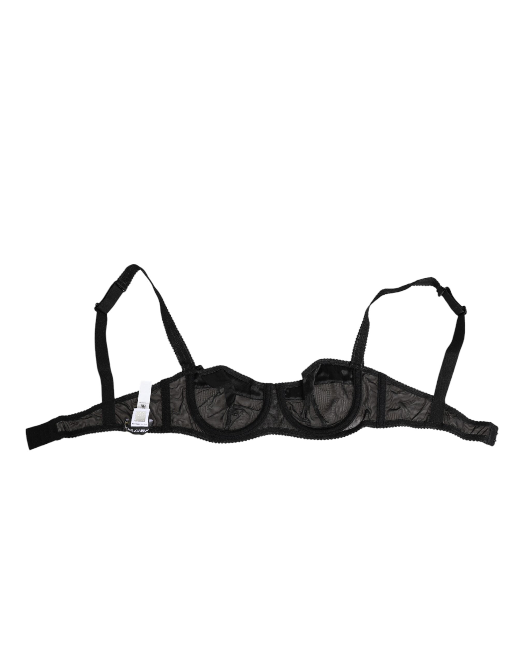 Soutien-gorge à armatures en résille noire transparent de Dolce & Gabbana, sous-vêtements élégants et confortables.