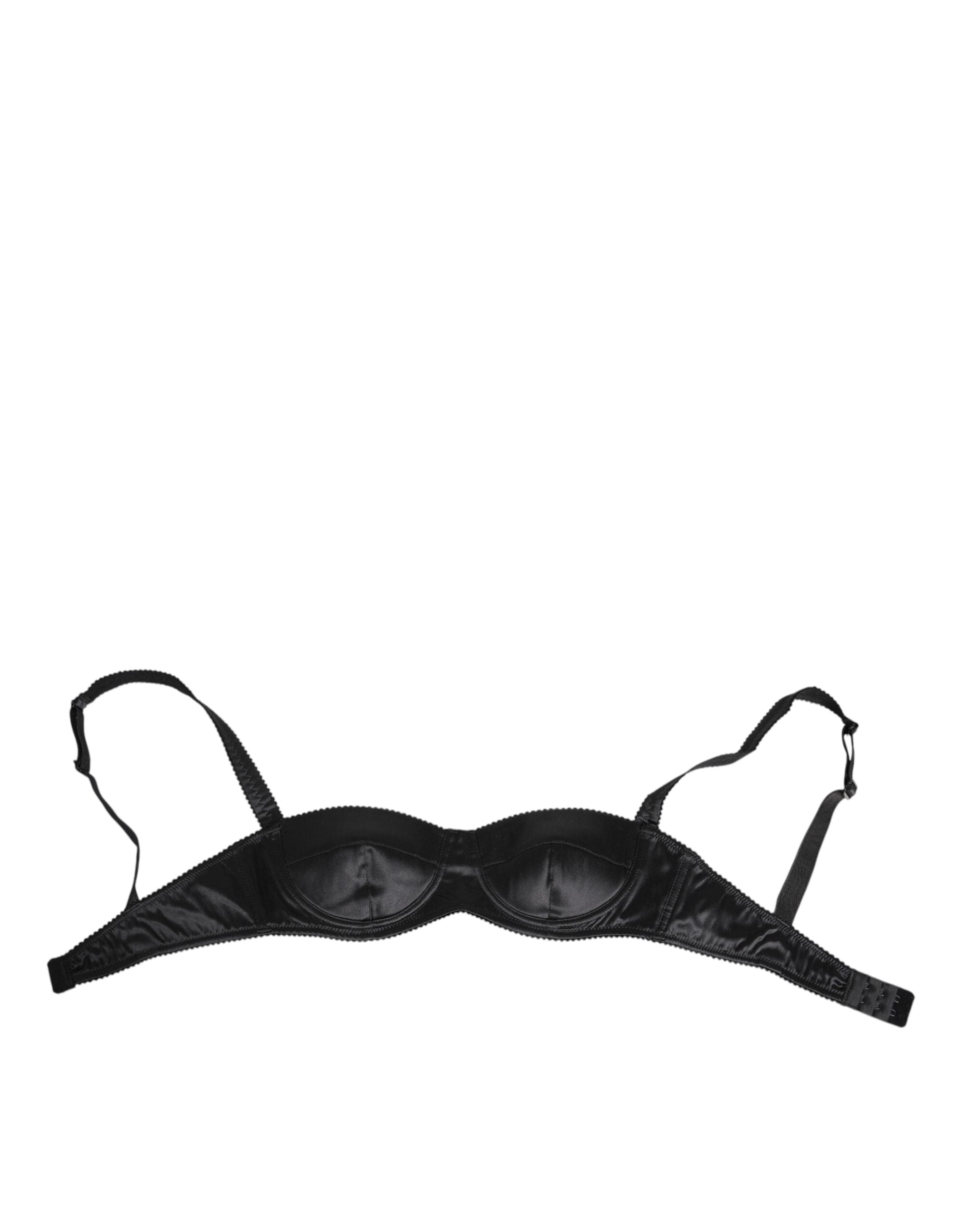 Soutien-gorge en satin de soie noir sans couture de Dolce & Gabbana, lingerie élégante et confortable.