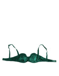 Sous-vêtements Dolce & Gabbana en satin vert, avec armatures semi-rembourrées et design élégant.