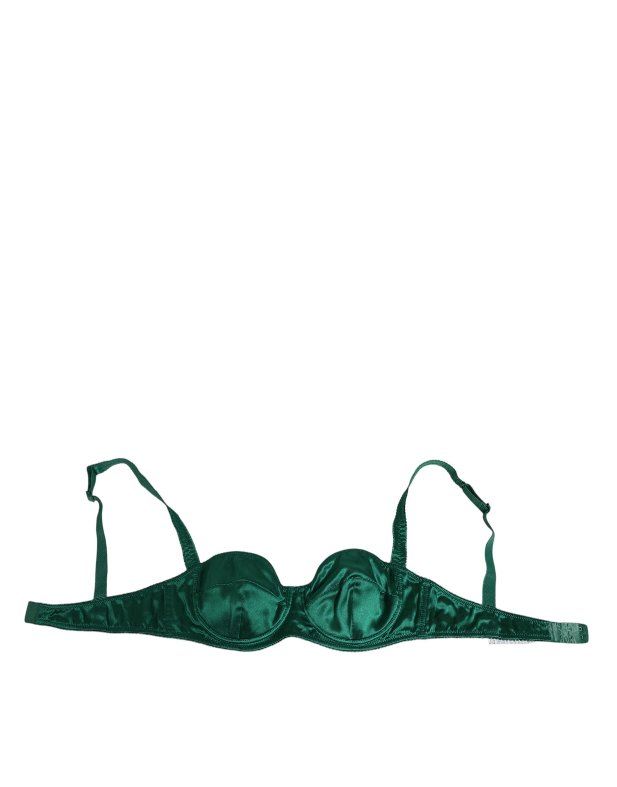 Sous-vêtements Dolce & Gabbana en satin vert, avec armatures semi-rembourrées et design élégant.