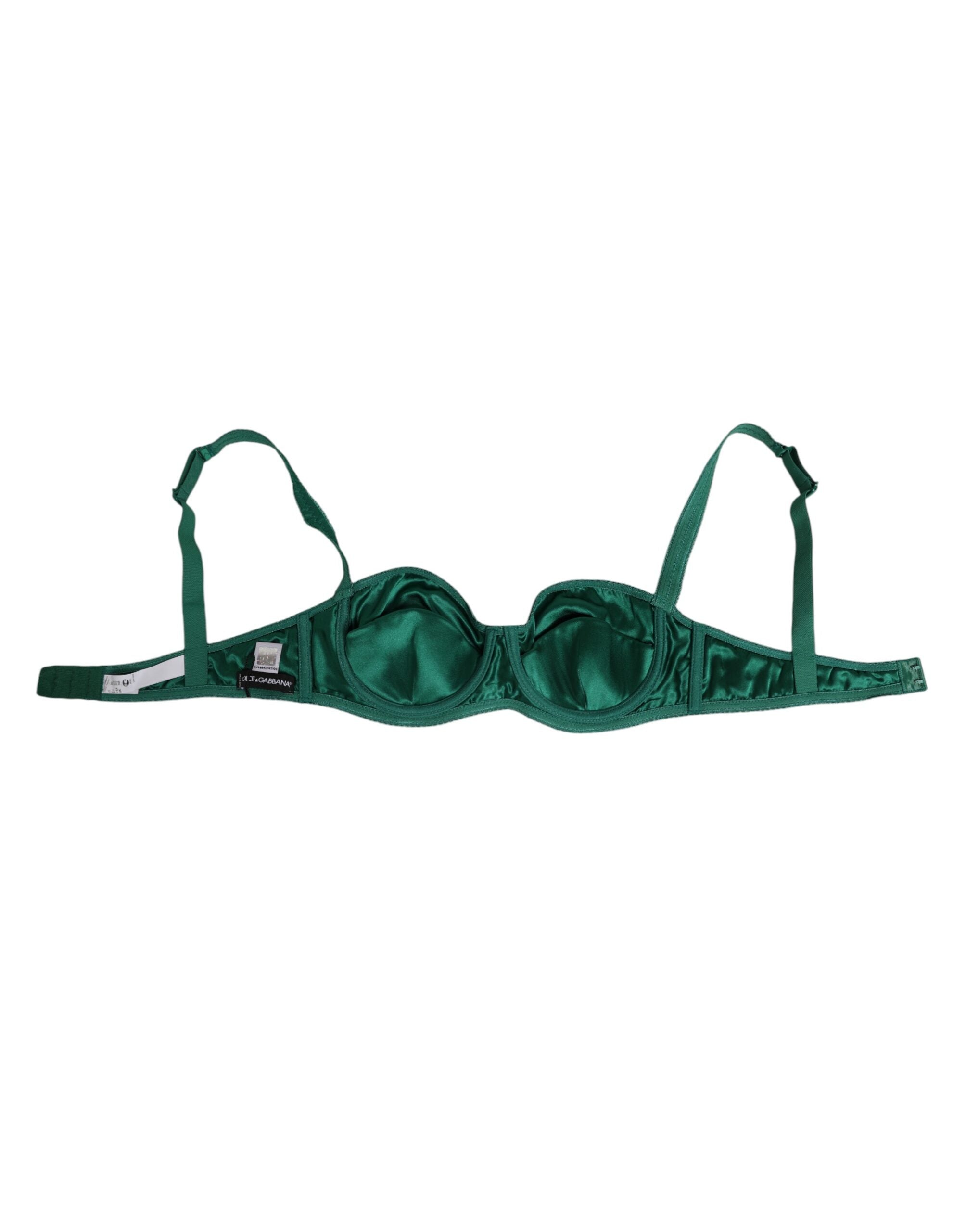 Soutien-gorge Dolce & Gabbana en satin vert, mi-rembourré, avec armatures, sous-vêtements élégants pour femme.
