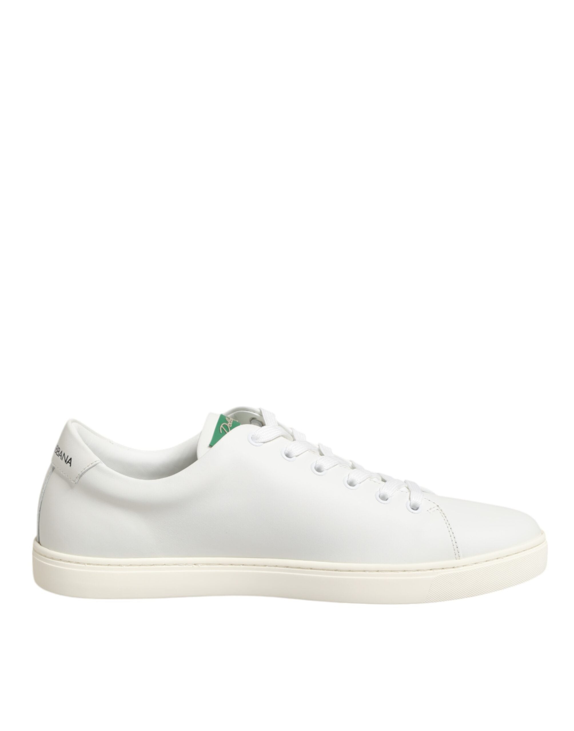 Chaussures basses en cuir blanc Dolce & Gabbana avec broderie de rose et design élégant.