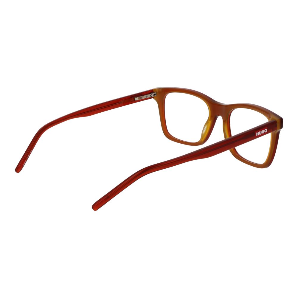 Lunettes en acétate marron de la marque Hugo Boss, monture élégante pour un style sophistiqué.
