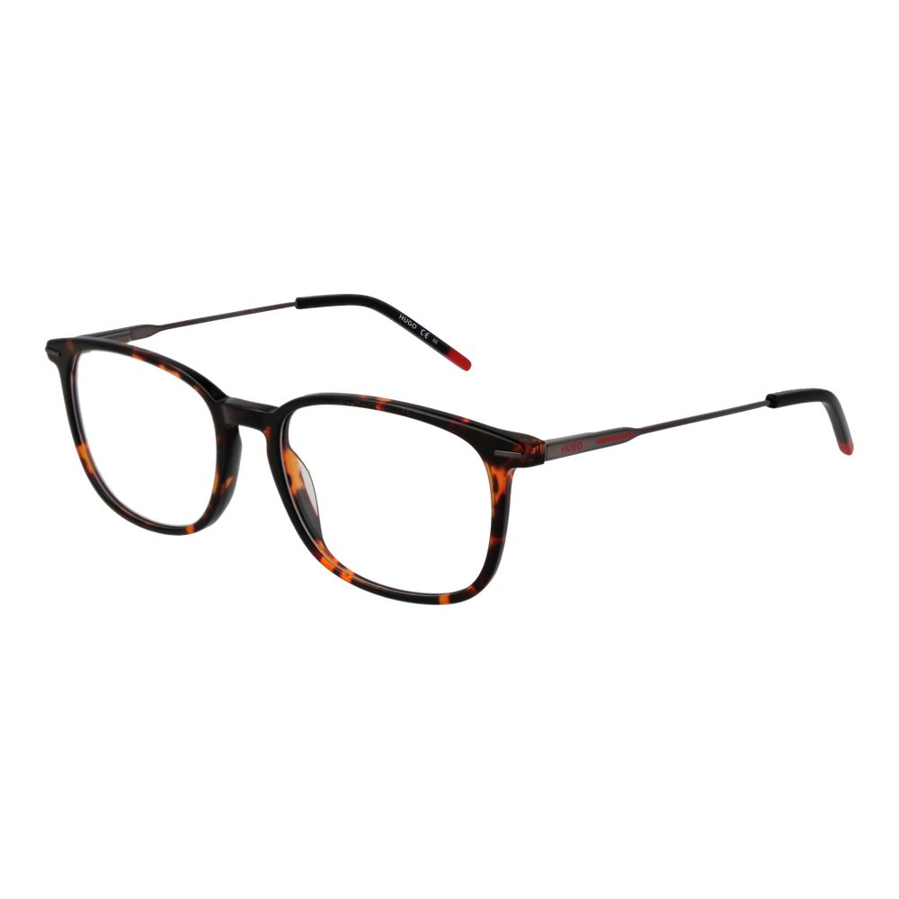 Lunettes en acétate marron de la marque Hugo Boss, monture élégante pour homme, vue de face.