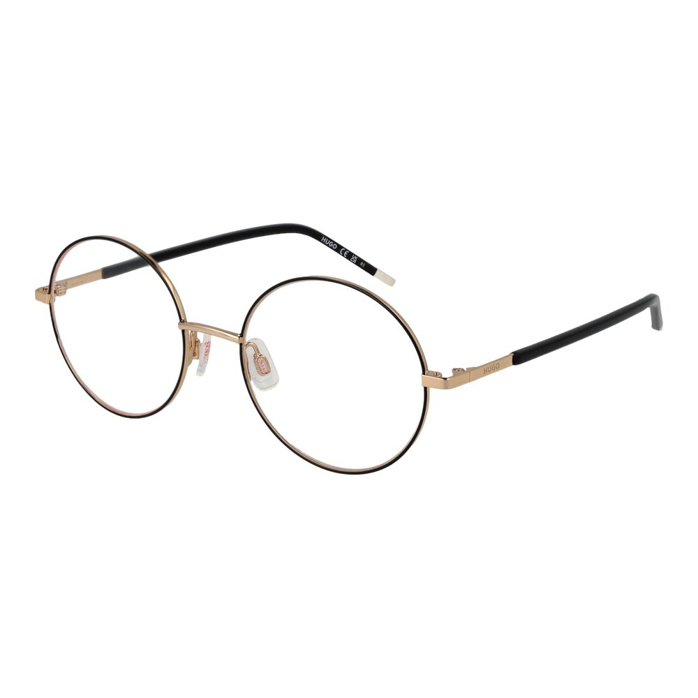 Lunettes de vue en acier inoxydable noir de la marque Hugo Boss, monture élégante pour homme.