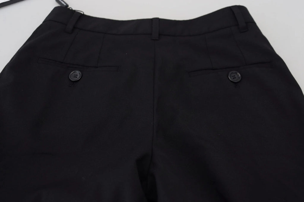 Pantalon noir Dolce & Gabbana taille haute skinny pour femme, coupe ajustée et élégante, en tissu fluide.