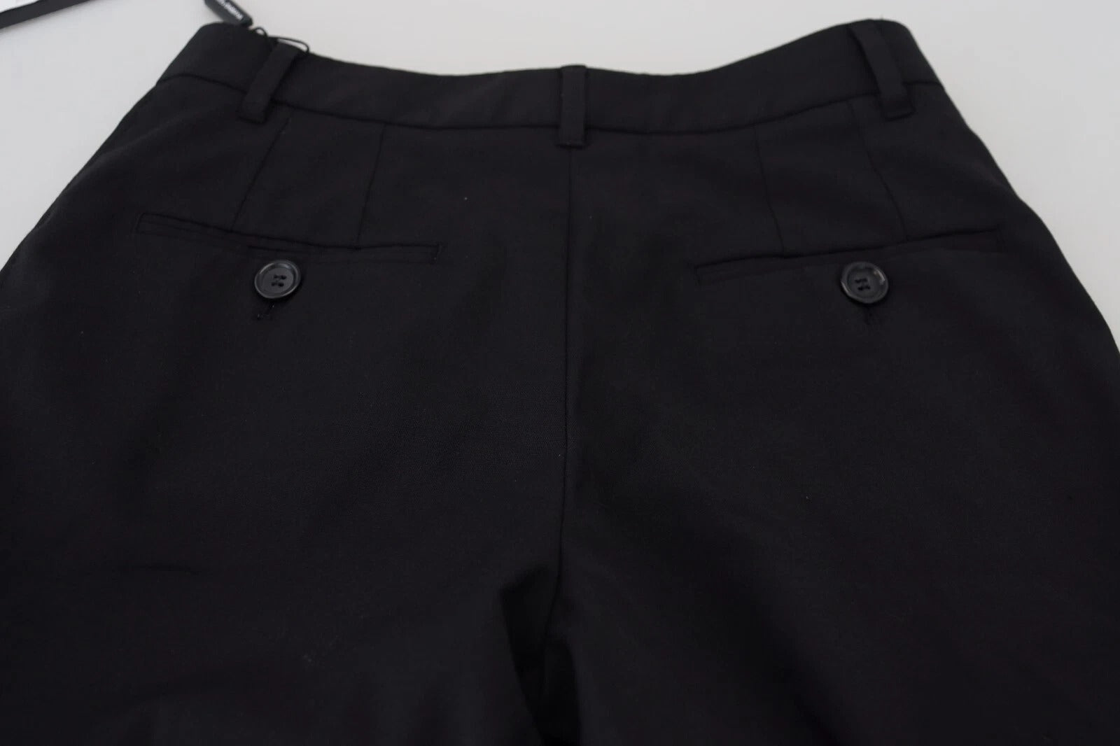 Pantalon noir Dolce & Gabbana taille haute skinny pour femme, coupe ajustée et élégante, en tissu fluide.