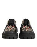 Chaussures Derby en cuir noir de Dolce & Gabbana ornées de cristaux et de bijoux, élégantes et sophistiquées.