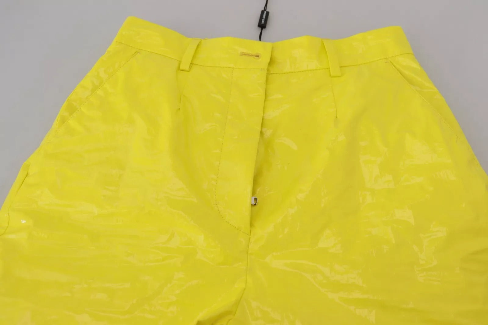 Pantalon skinny jaune à taille haute pour femmes Dolce & Gabbana, tissu élégant et coupe moulante.