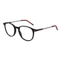 Lunettes Hugo Boss en acétate noir avec monture élégante et moderne, vues de face contre un fond blanc.
