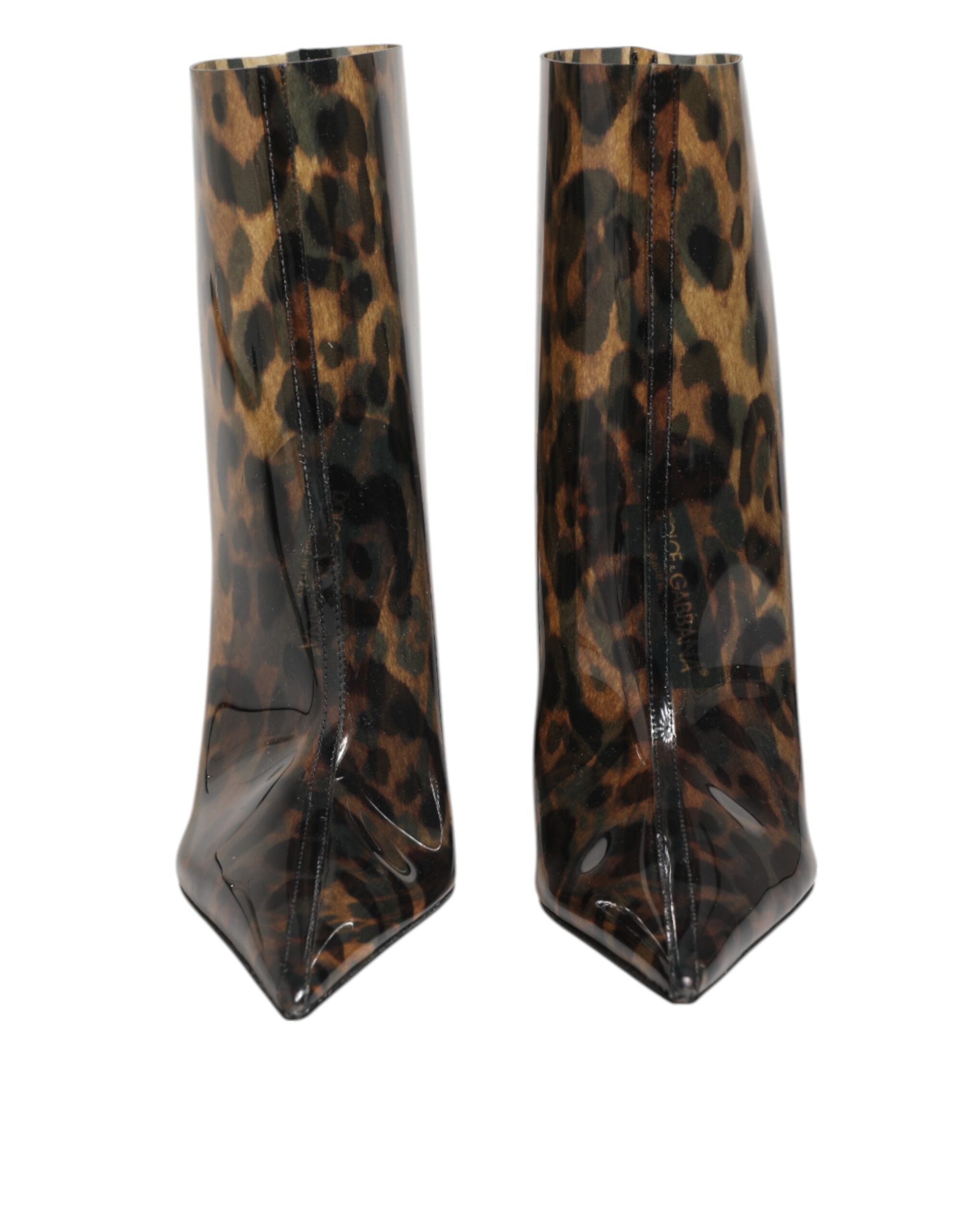 Bottes pointues en PVC à motif léopard Dolce & Gabbana, chaussures de style élégant avec design audacieux.