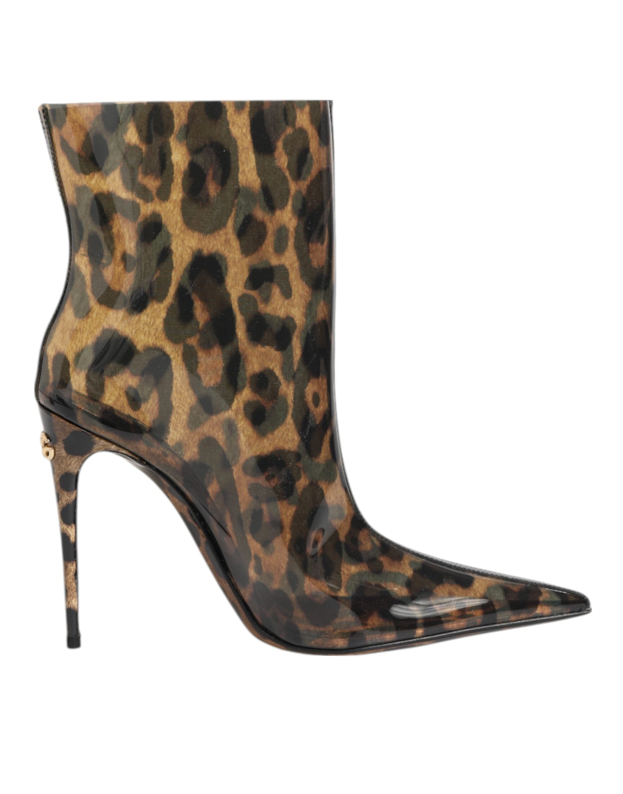 Bottes en PVC à imprimé léopard Dolce & Gabbana avec bout pointu et design élégant, chaussures à la mode pour femmes.