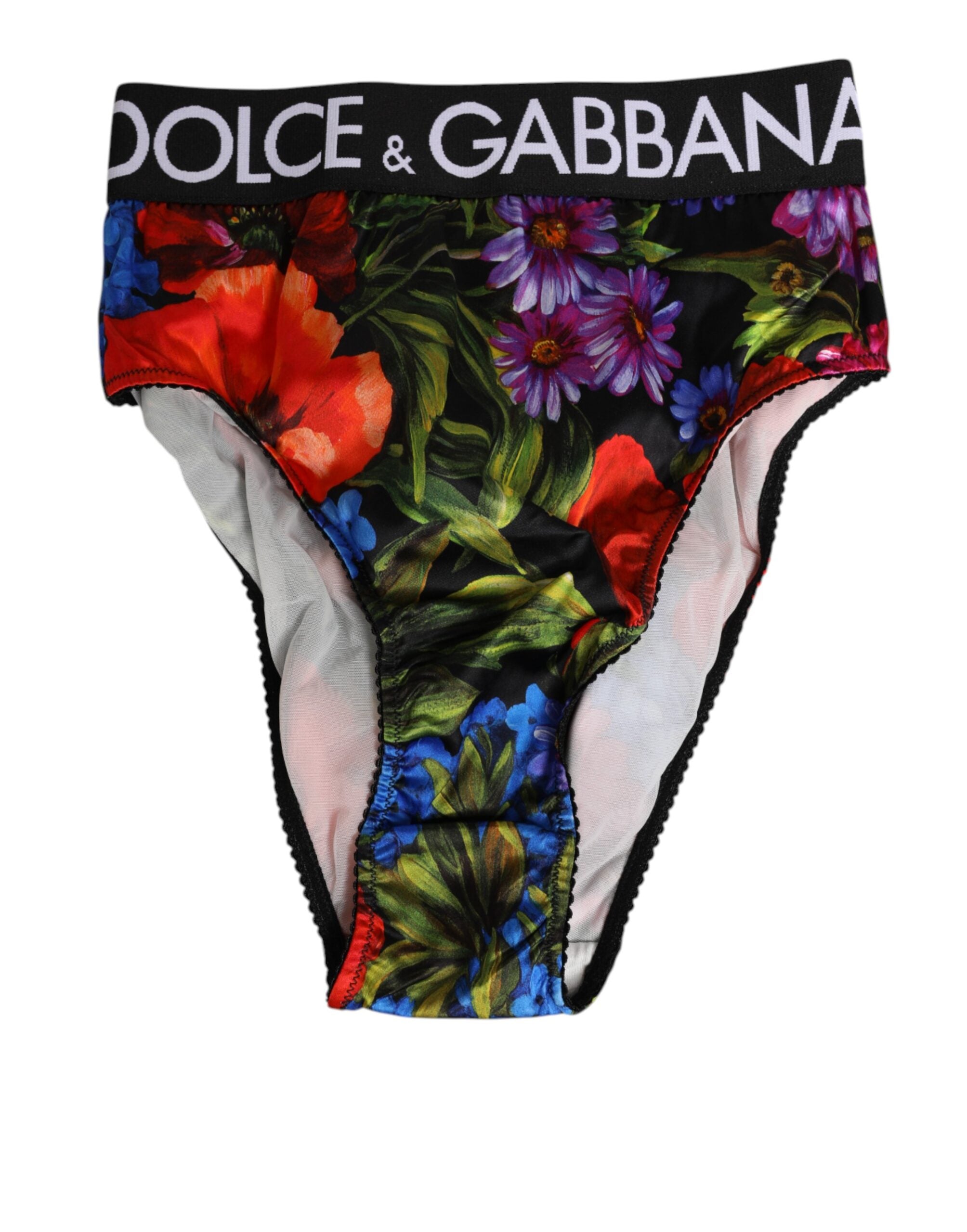 Culotte haute Dolce & Gabbana à imprimé floral multicolore, sous-vêtements élégants et confortables pour femmes.
