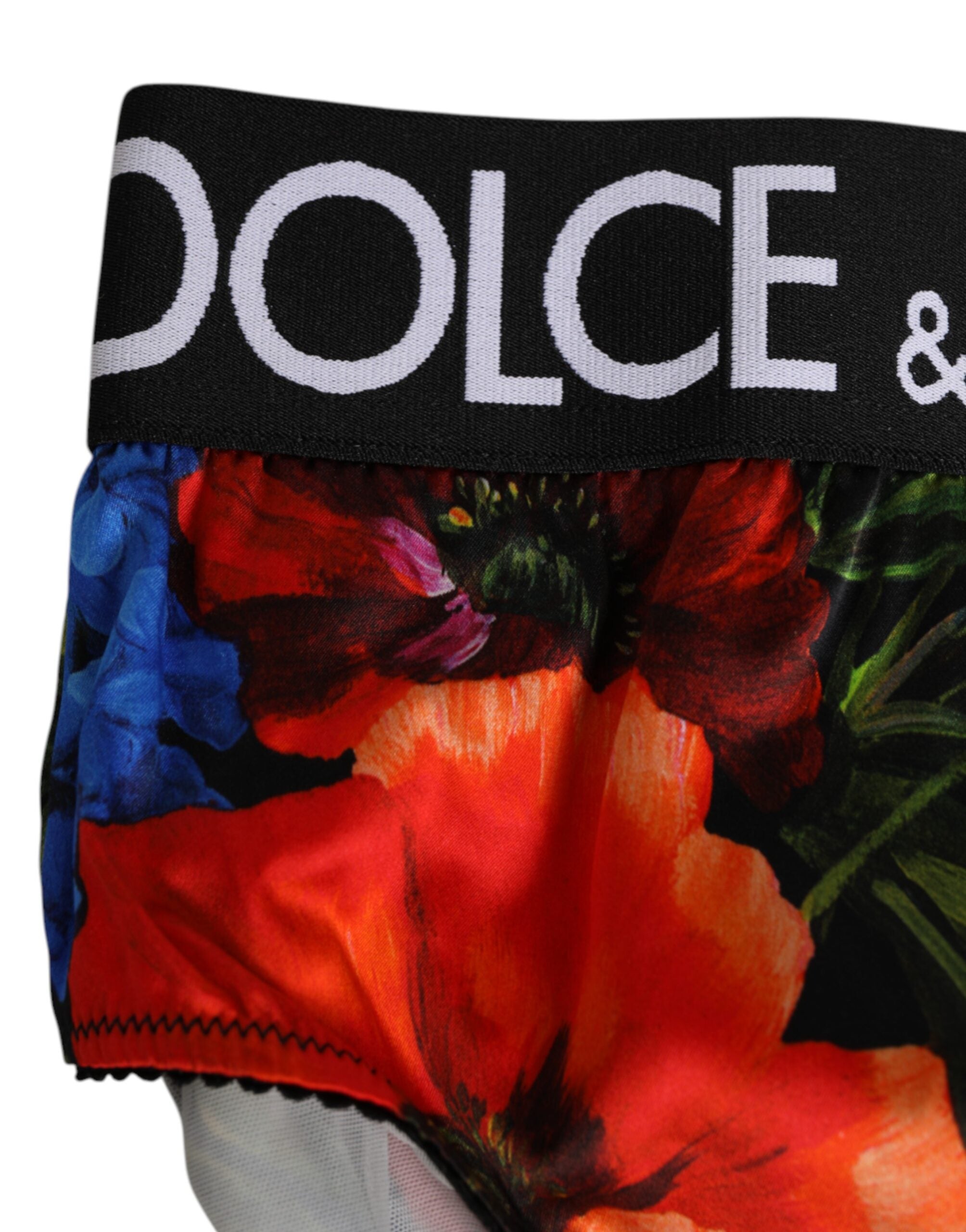 Culotte haute Dolce & Gabbana à imprimé floral multicolore, sous-vêtement élégant et confortable.