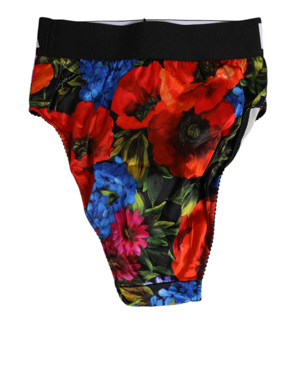 Culotte haute Dolce & Gabbana à imprimé floral multicolore, sous-vêtements élégants avec taille haute et design floral vibrant.