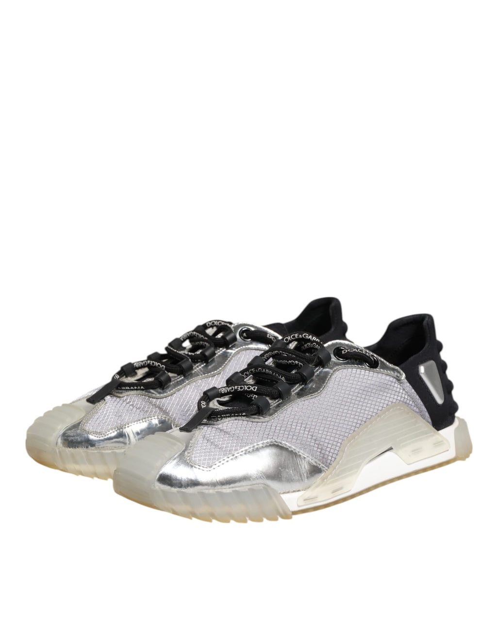 Chaussures sneakers basses Dolce & Gabbana logo multicolore argenté, style décontracté et moderne, vue de face.