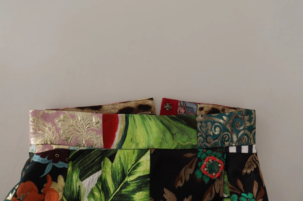 Jupe trapèze en polyester Dolce & Gabbana à patchwork multicolore, élégante et tendance.