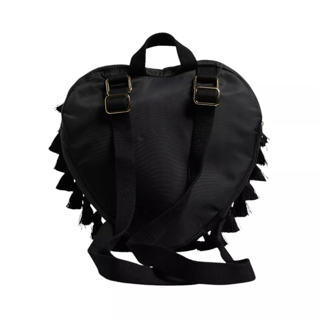 Sac à dos enfant Dolce & Gabbana noir avec patch cœur L'Amore orné de détails brillants.