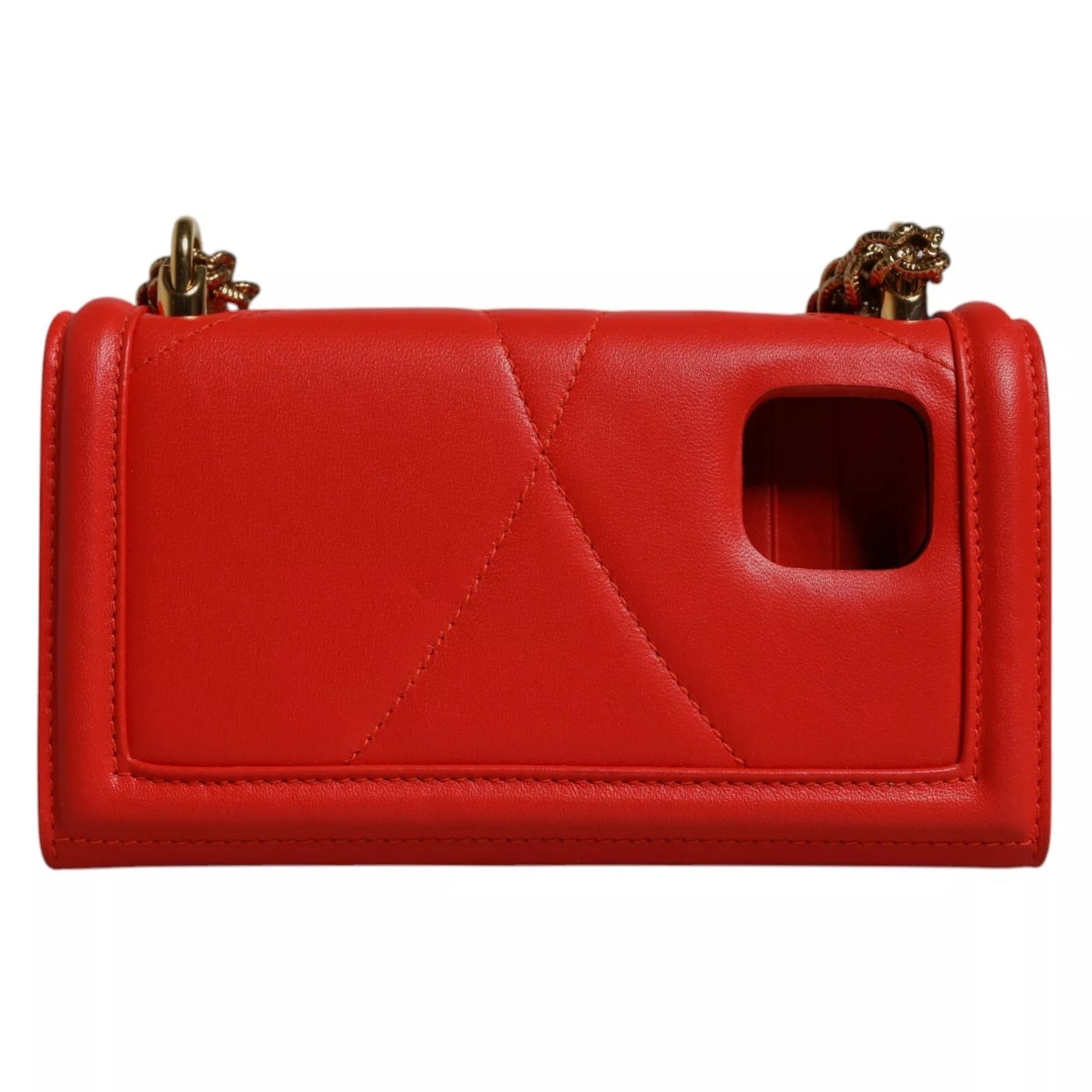 Étui de téléphone Dolce & Gabbana Devotion en cuir rouge matelassé, sac croisé pour iPhone 11 Pro avec design élégant.