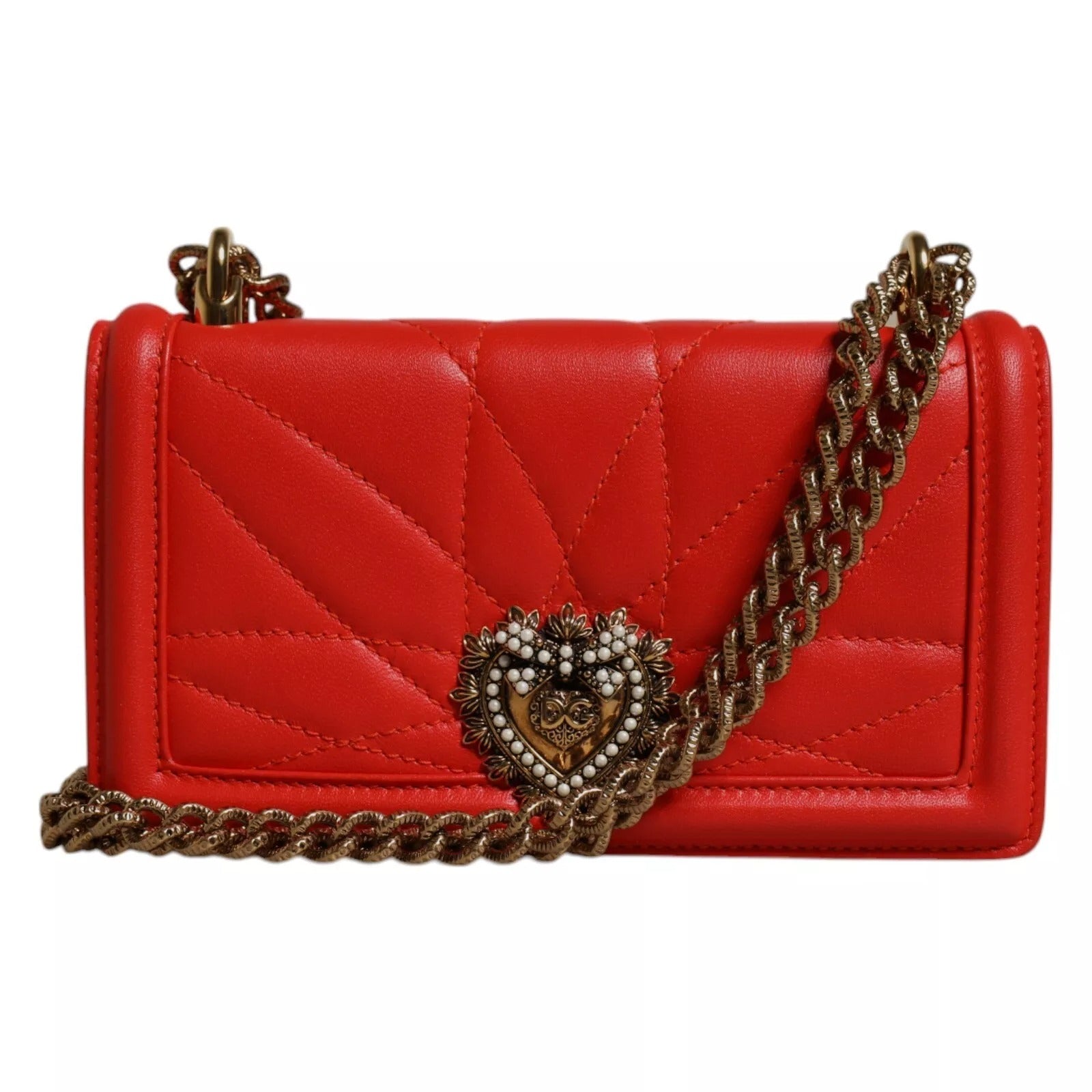 Étui croisé Dolce & Gabbana rouge matelassé Devotion pour téléphone 11 PRO avec design élégant et détails raffinés.