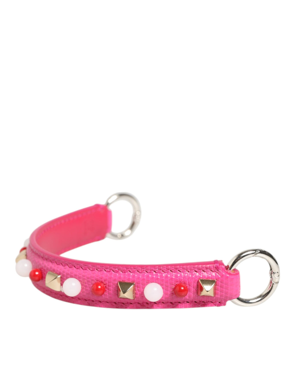 Sangle d'épaule en cuir rose Dolce & Gabbana, ornée de détails embellis, pour sac à main femme.