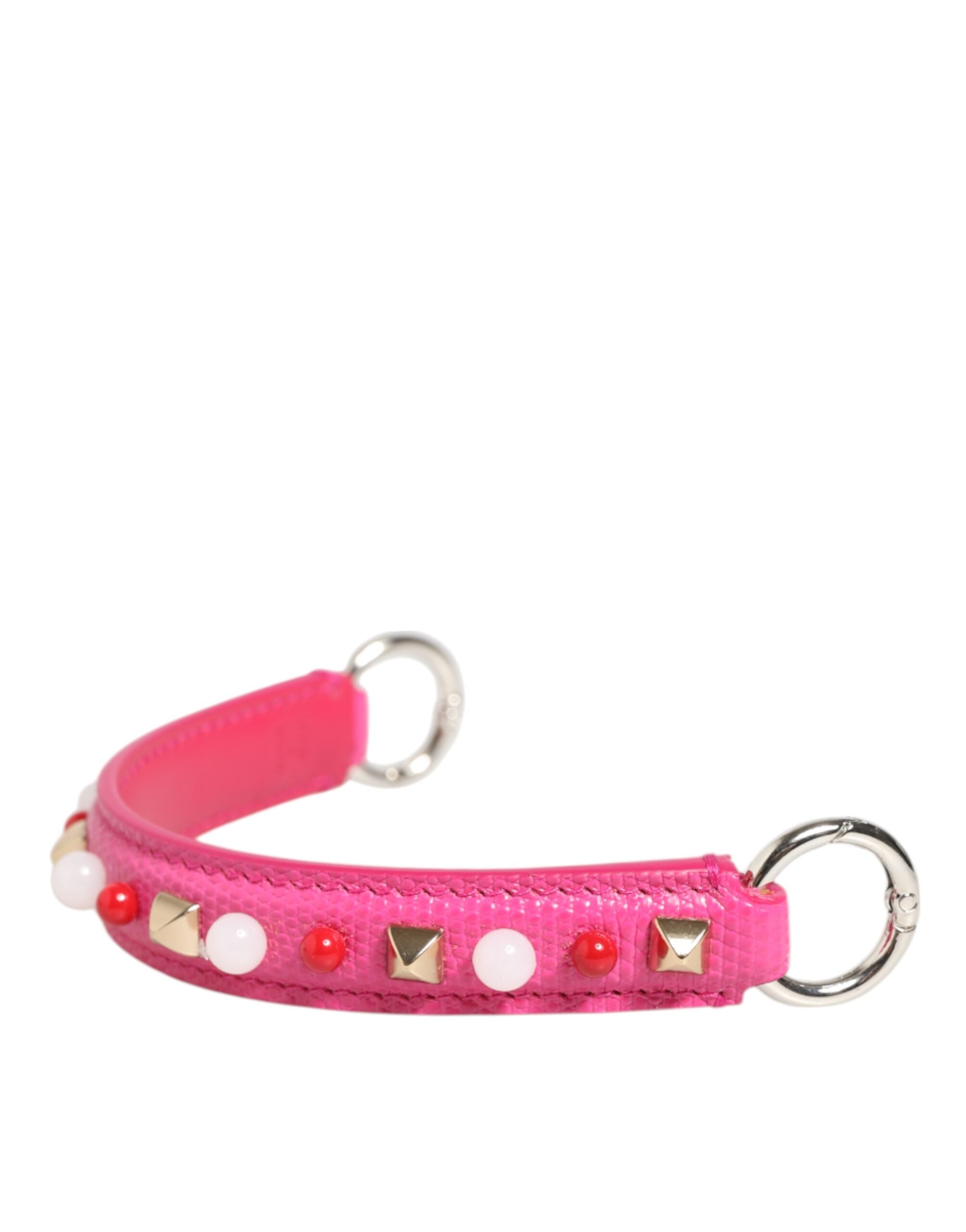 Sangle d'épaule en cuir rose Dolce & Gabbana, ornée de détails embellis, pour sac à main femme.