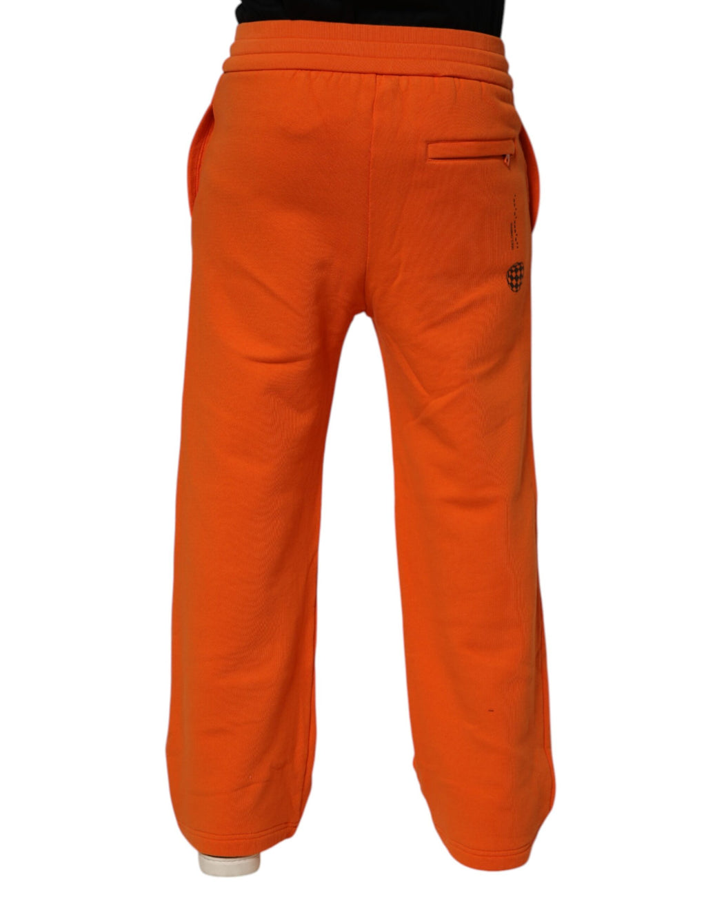 Pantalon de jogging en coton orange Dolce & Gabbana DG VIB3 avec logo, cordon de serrage, style décontracté.