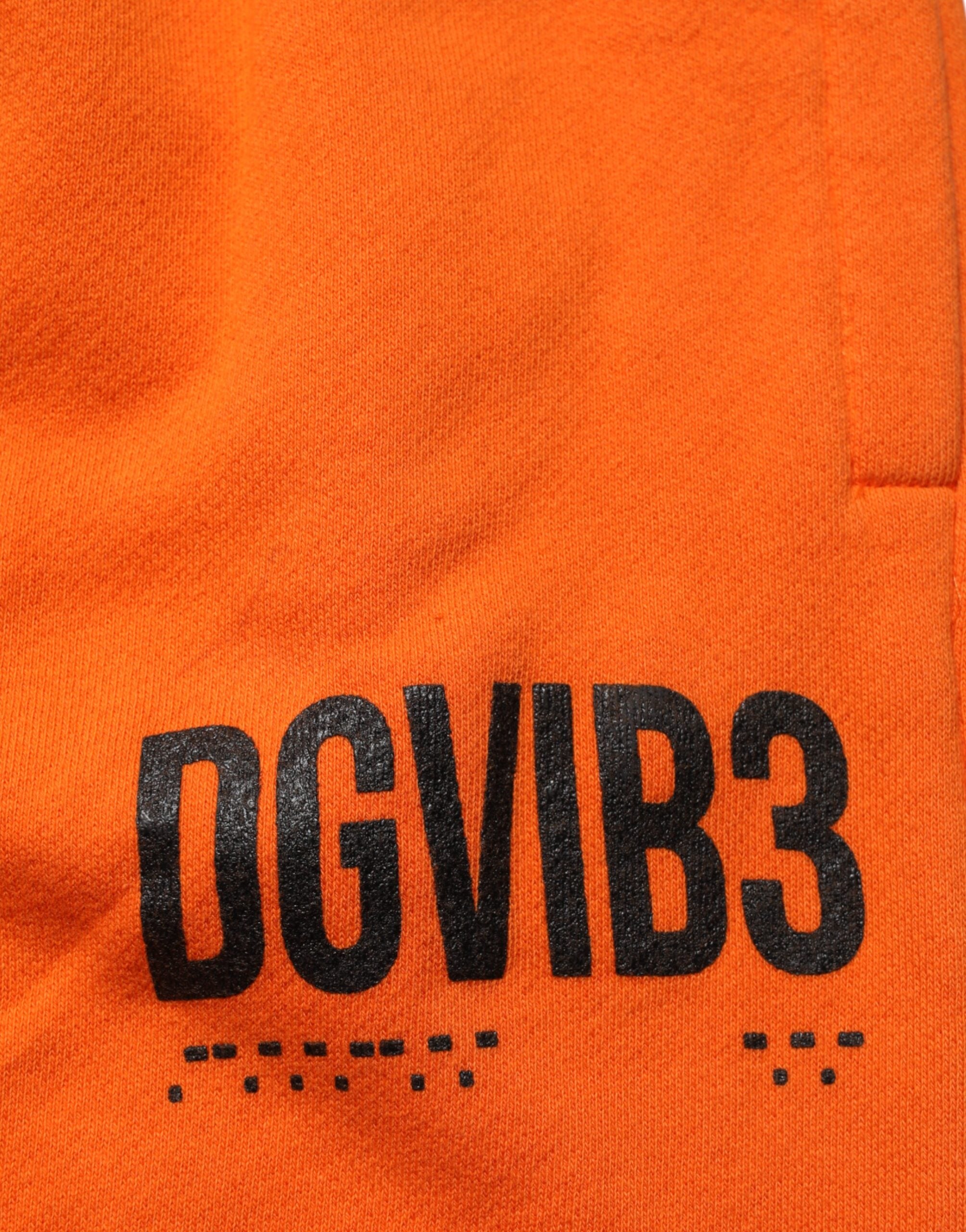 Pantalon de jogging en coton orange Dolce & Gabbana DG VIB3 avec logo, cordons de serrage, style décontracté.