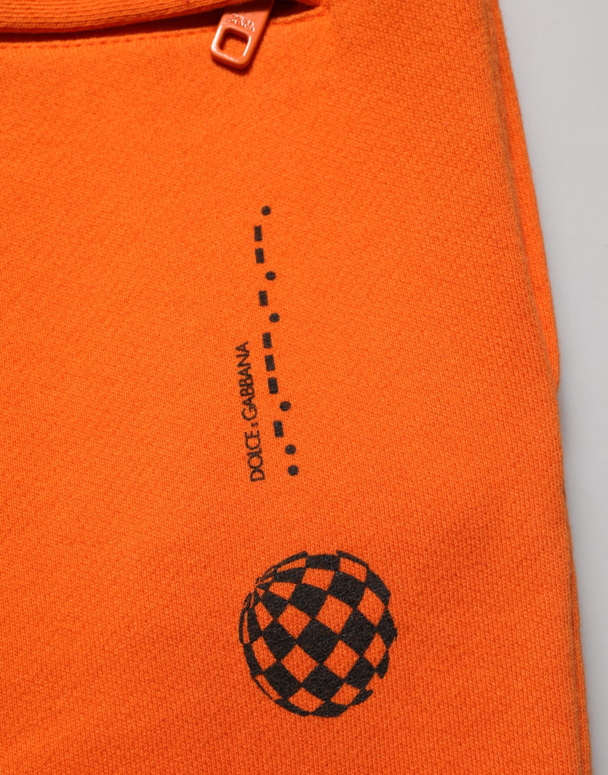 Pantalon de survêtement en coton orange Dolce & Gabbana DG VIB3 avec logo, cordon de serrage et coupe décontractée.