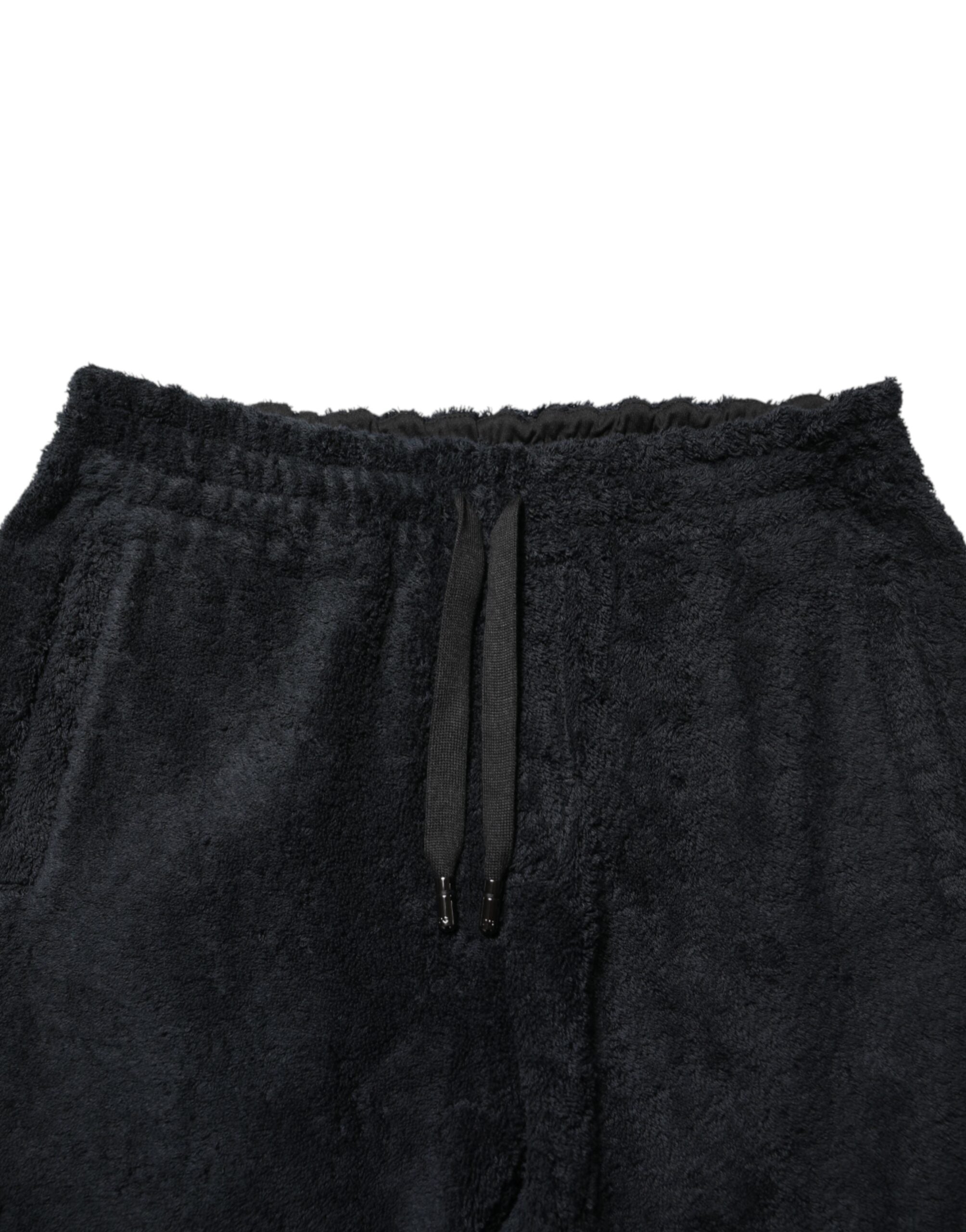 Pantalon de jogging noir en coton pour homme Dolce & Gabbana avec logo, décontracté et confortable.