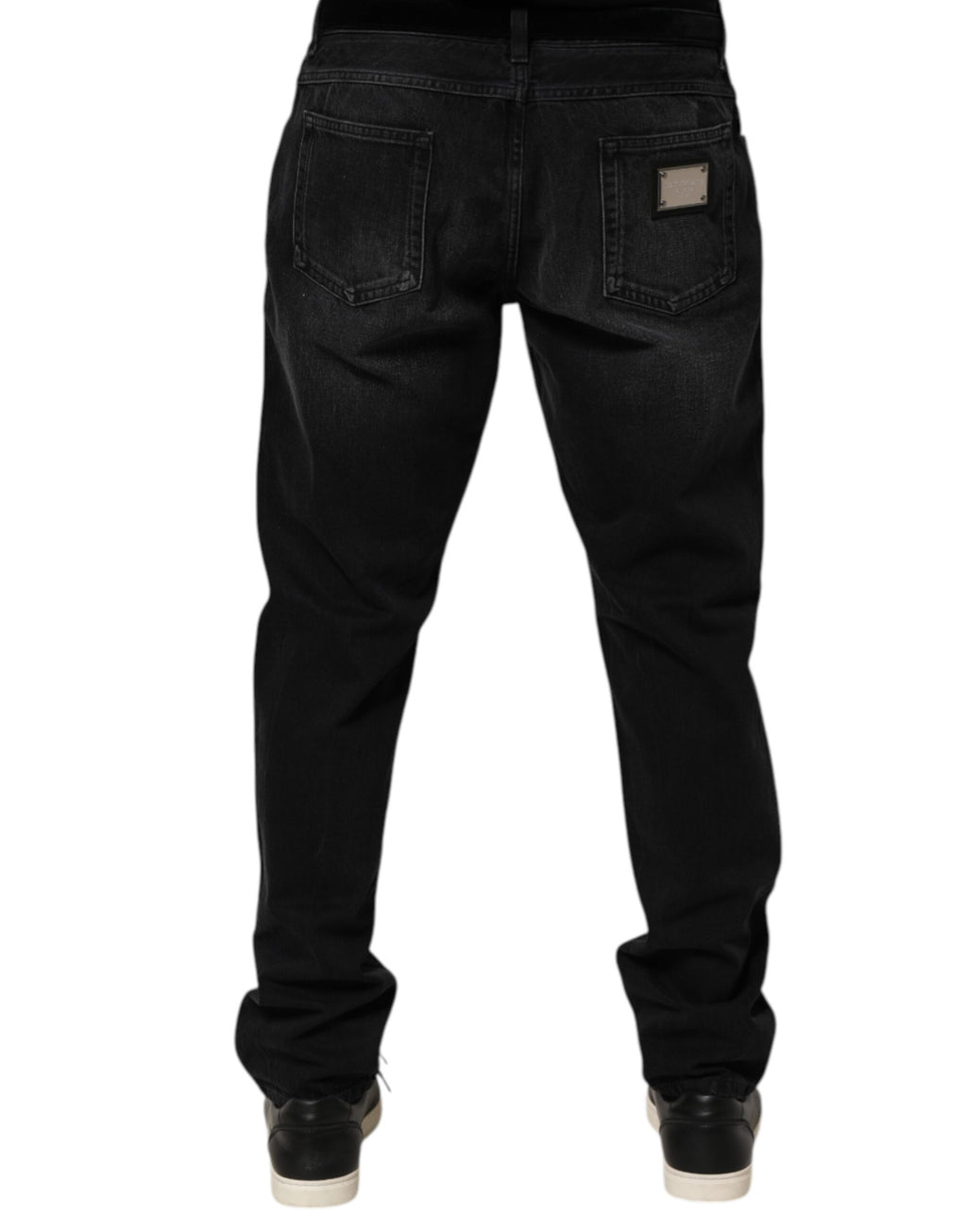 Jeans homme skinny en denim noir en coton lavé de Dolce & Gabbana, coupe ajustée et style moderne.