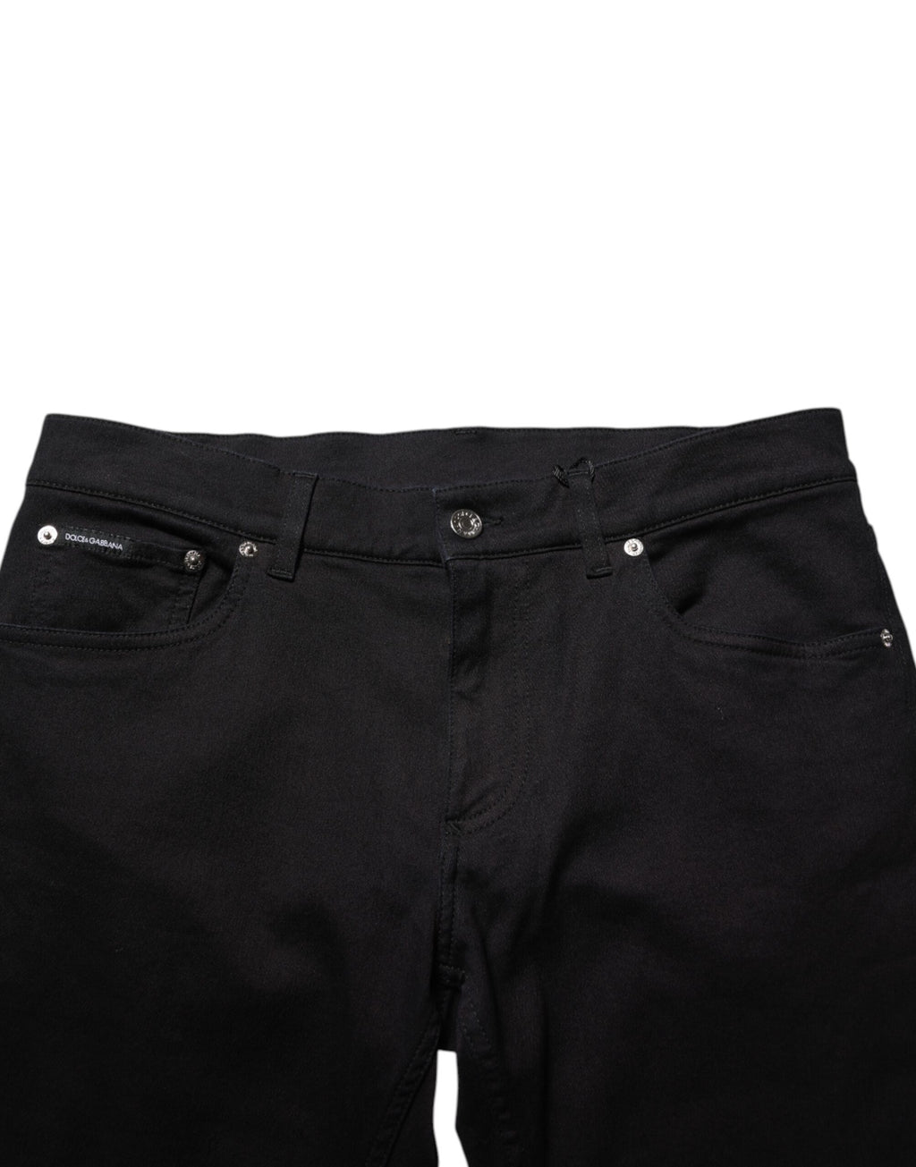 Pantalon homme Dolce & Gabbana en coton mélangé noir, coupe skinny, style élégant et ajusté pour un look moderne.
