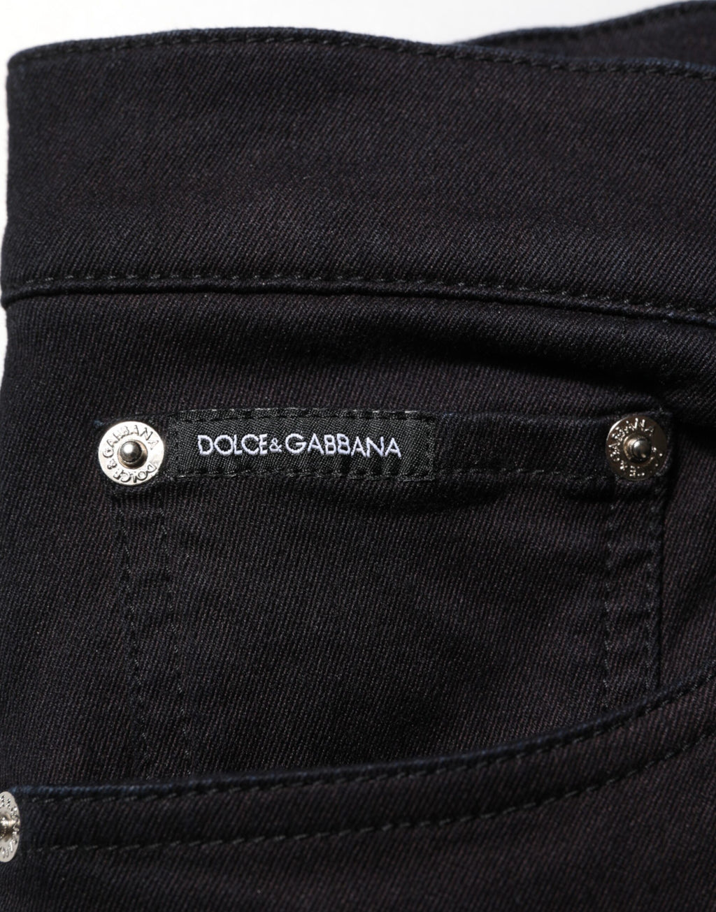 Pantalon skinny pour homme Dolce & Gabbana en mélange de coton noir, style élégant et ajusté.