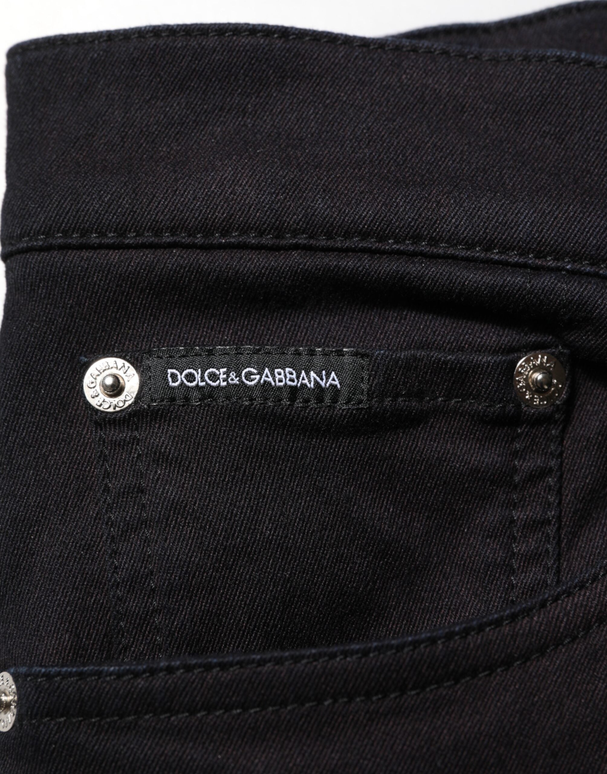 Pantalon skinny pour homme Dolce & Gabbana en mélange de coton noir, style élégant et ajusté.