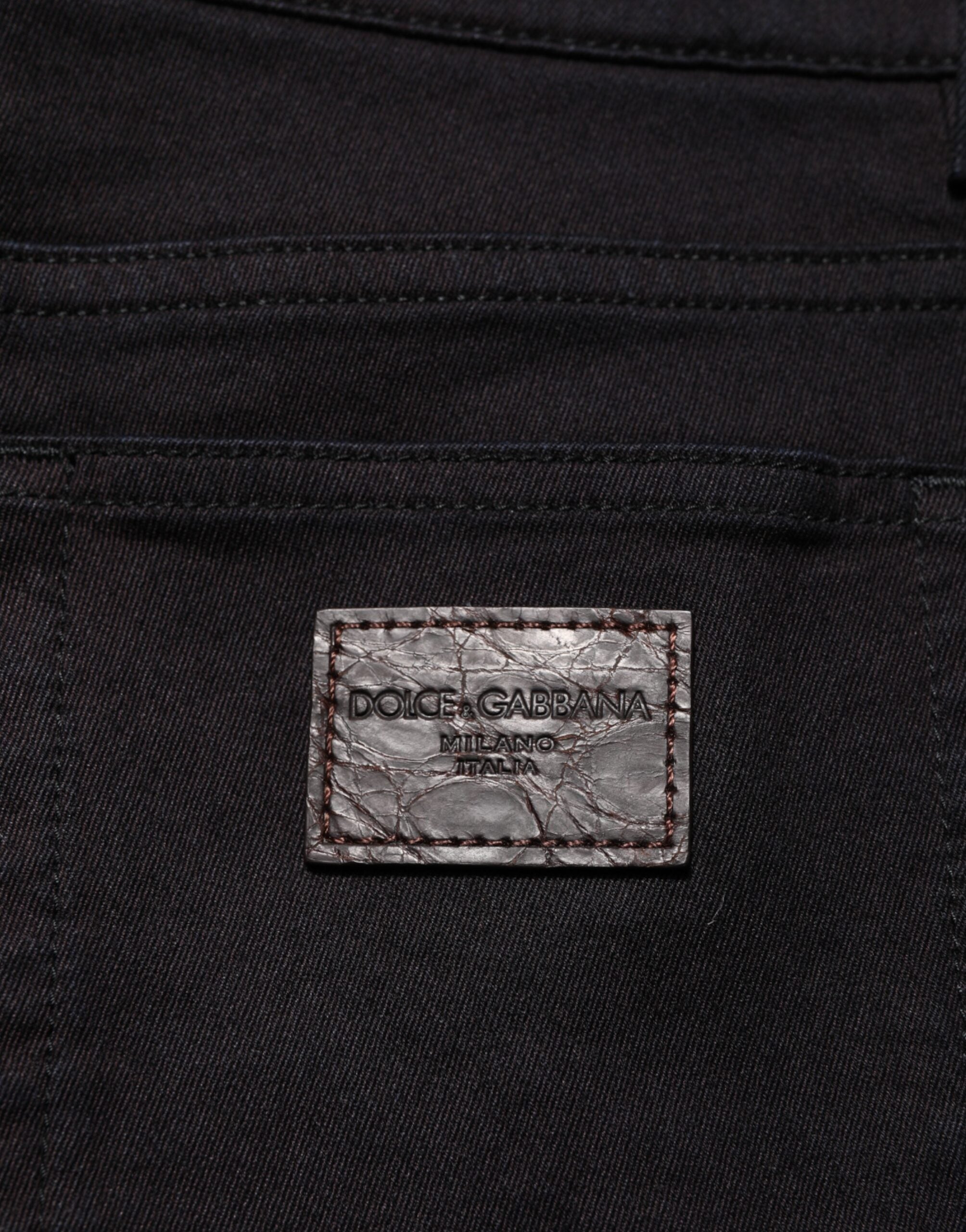 Pantalon slim homme Dolce & Gabbana en coton mélangé noir, coupe ajustée et élégante, visible sur l'image.