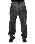 Pantalons en jean Dolce & Gabbana gris et noir à imprimé graphique, denim tendance et moderne.