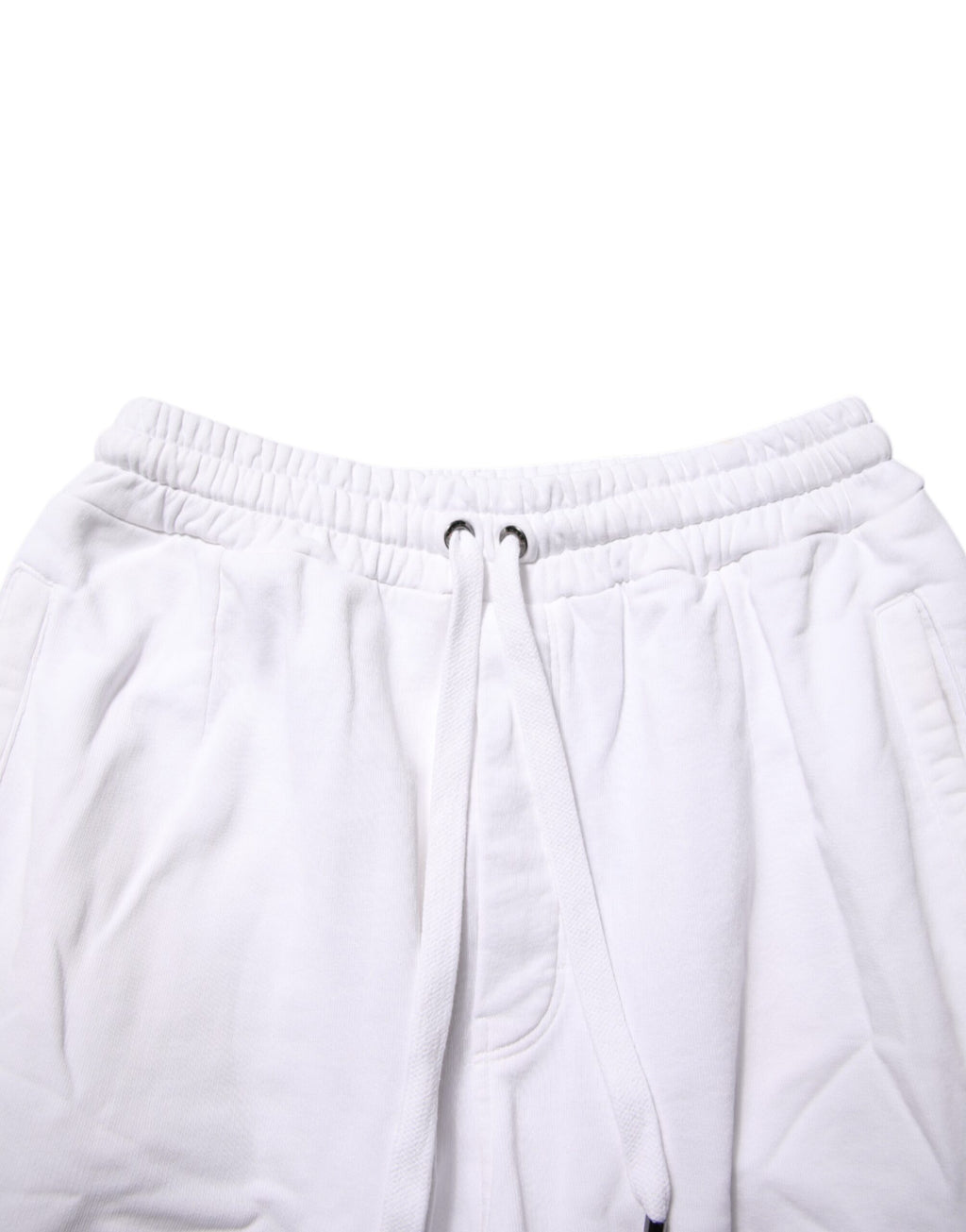 Pantalons cargo en coton blanc Dolce & Gabbana avec patch logo, détails modernes et style décontracté.