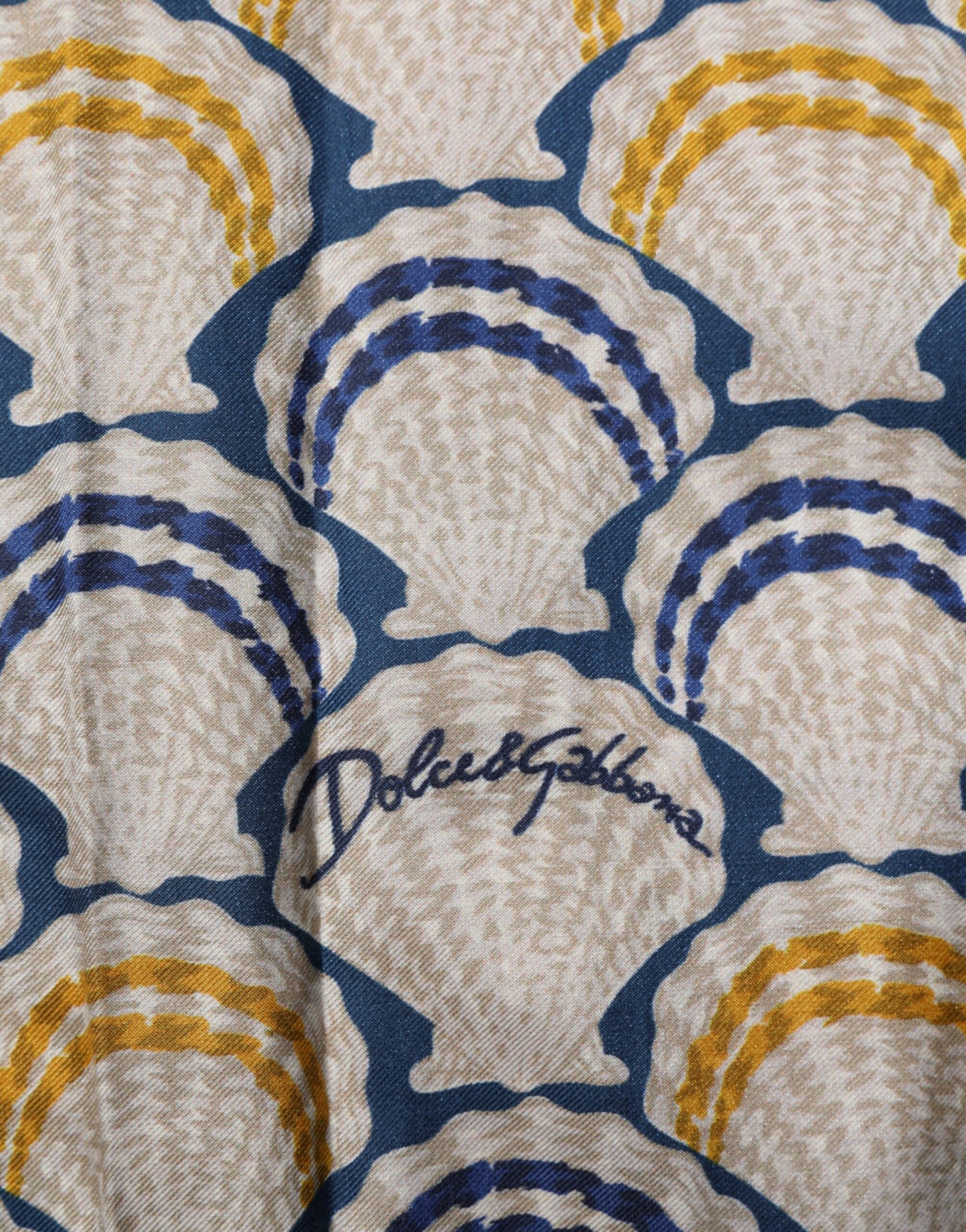 Chemise Dolce & Gabbana en coton crème et soie avec imprimé coquillage Hawaii à bord festonné.