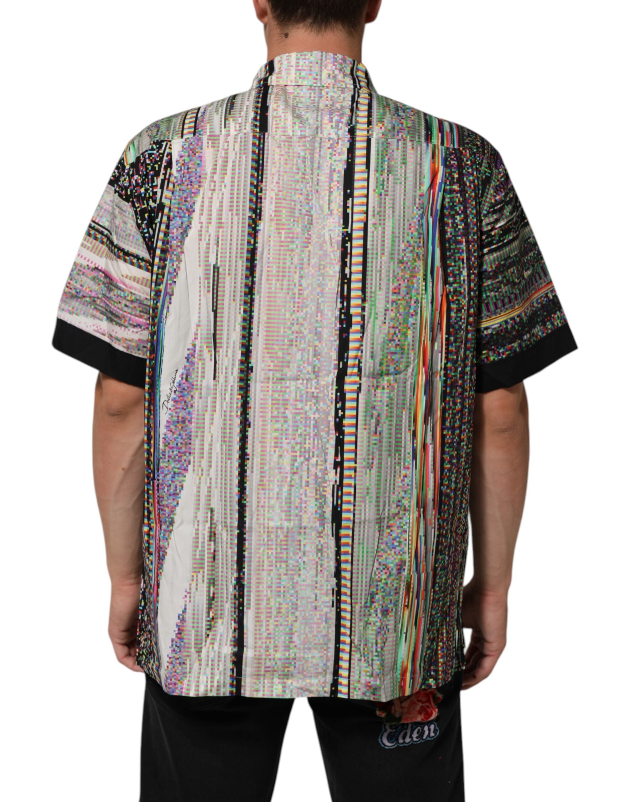 Chemise décontractée Dolce & Gabbana à col avec motif graphique multicolore, style casual et tendance.