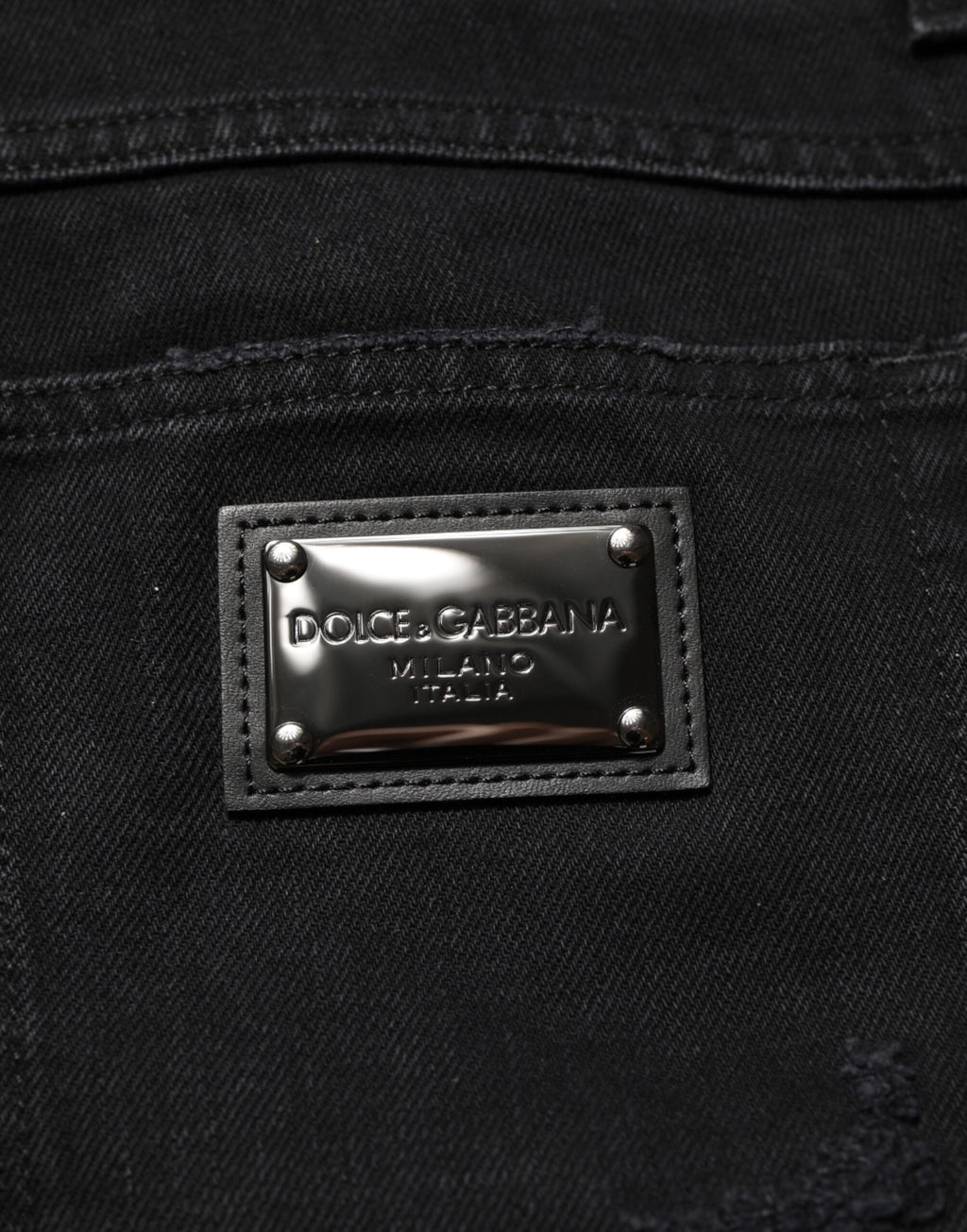 Pantalon homme en denim noir de coton Dolce & Gabbana, coupe régulière, style jean classique.