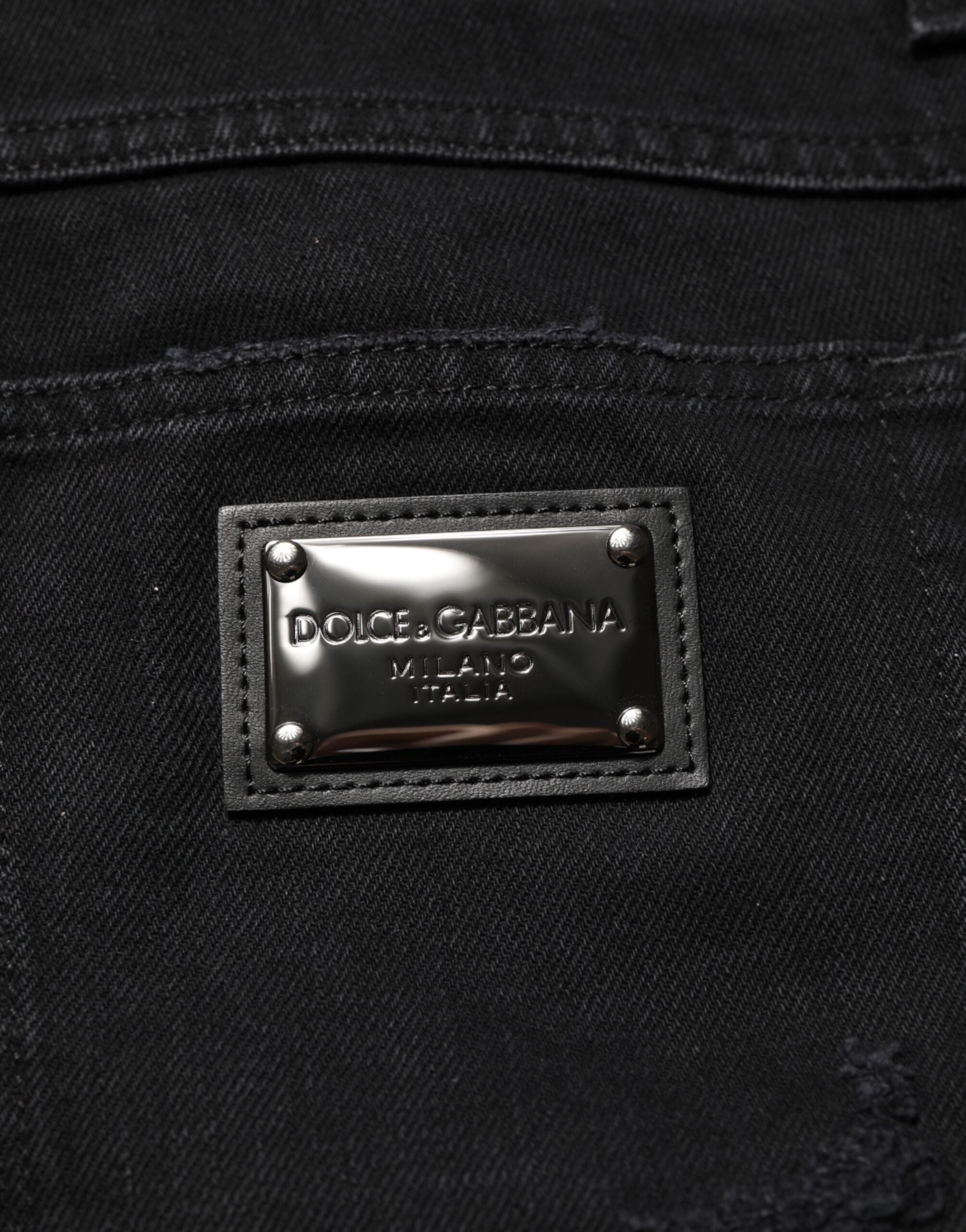 Pantalon homme en denim noir de coton Dolce & Gabbana, coupe régulière, style jean classique.