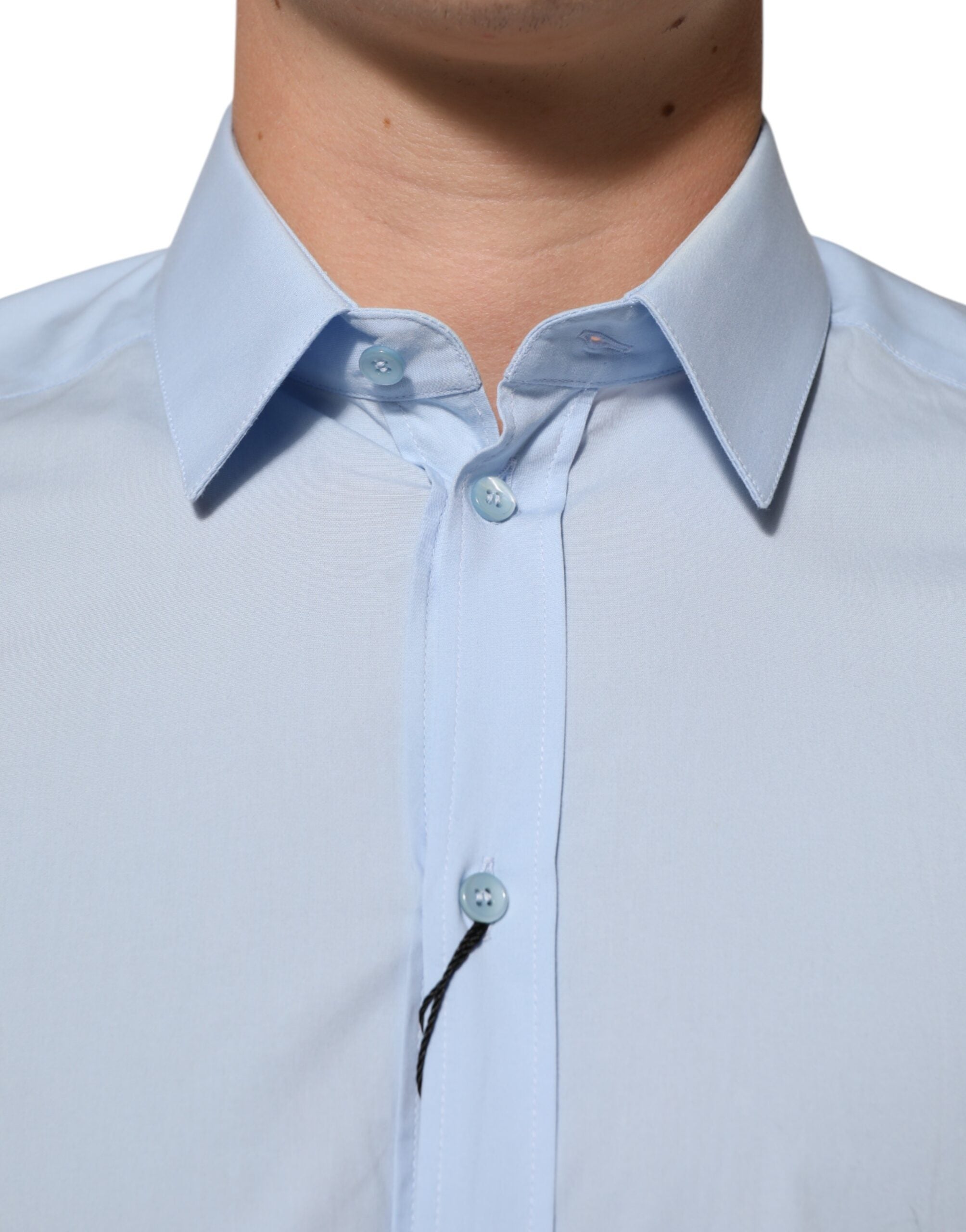 Chemise habillée en coton doré de Dolce & Gabbana Light Blue pour homme, style formel et élégant.