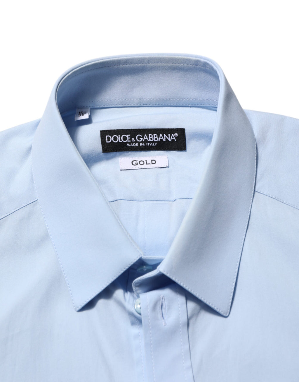 Chemise formelle en coton doré Dolce & Gabbana Light Blue pour hommes, avec col classique et détails élégants.
