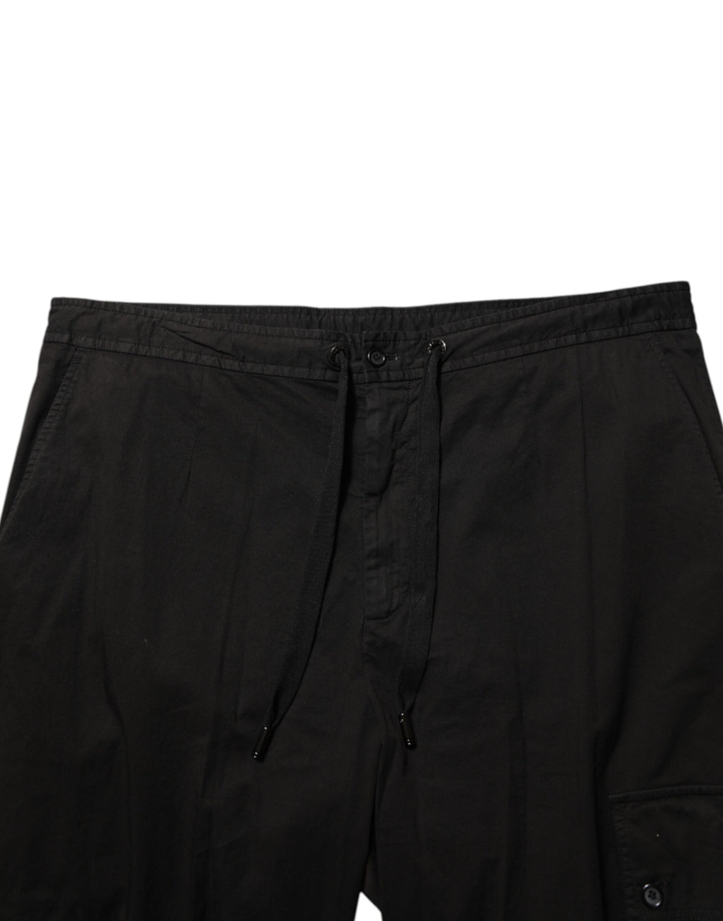 Pantalons joggins cargo en coton noir de Dolce & Gabbana, style décontracté avec poches latérales et taille élastique.