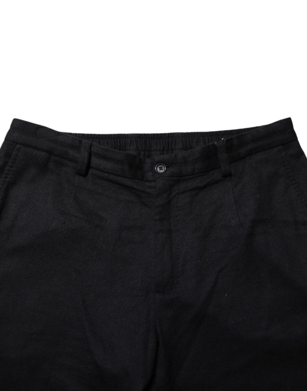 Pantalon homme Dolce & Gabbana en cachemire noir, pantalon formel élégant avec coupe classique et finition soignée.
