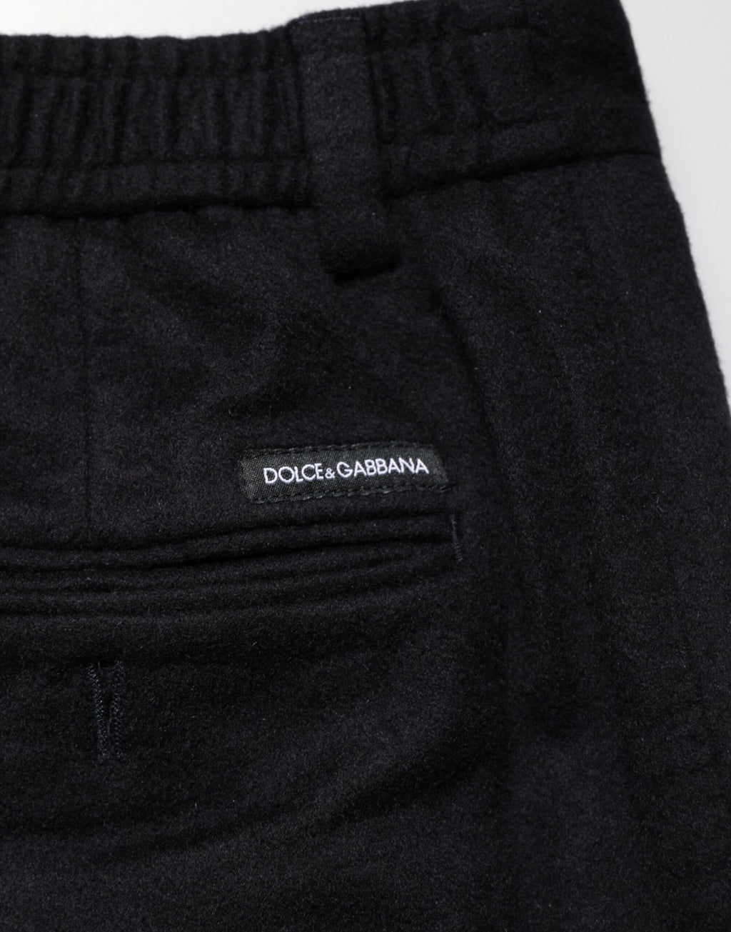 Pantalon formel pour homme Dolce & Gabbana en cachemire noir, pantalon élégant pour occasions spéciales.