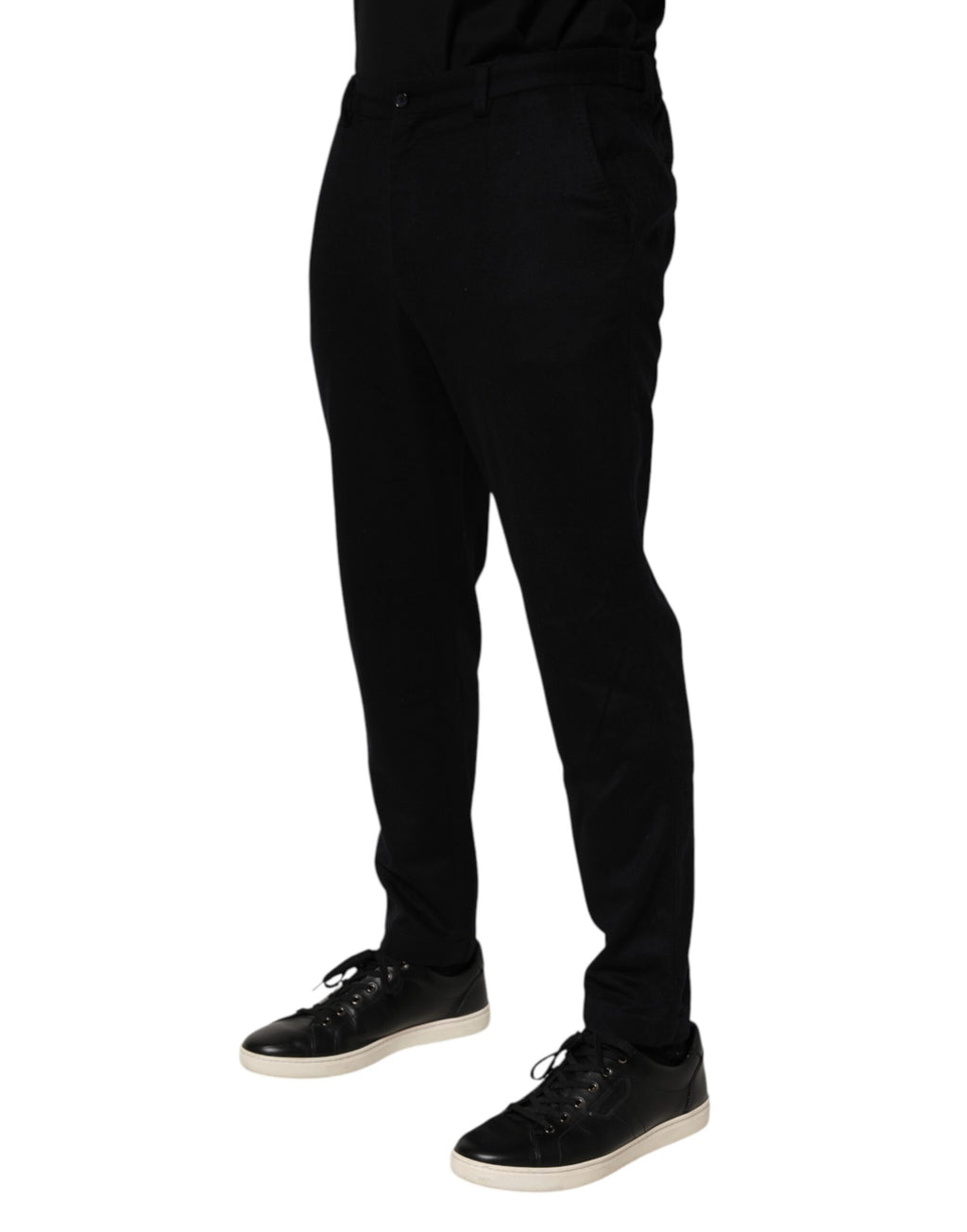 Pantalon formel pour homme Dolce & Gabbana en cachemire noir, pantalon élégant et sophistiqué.